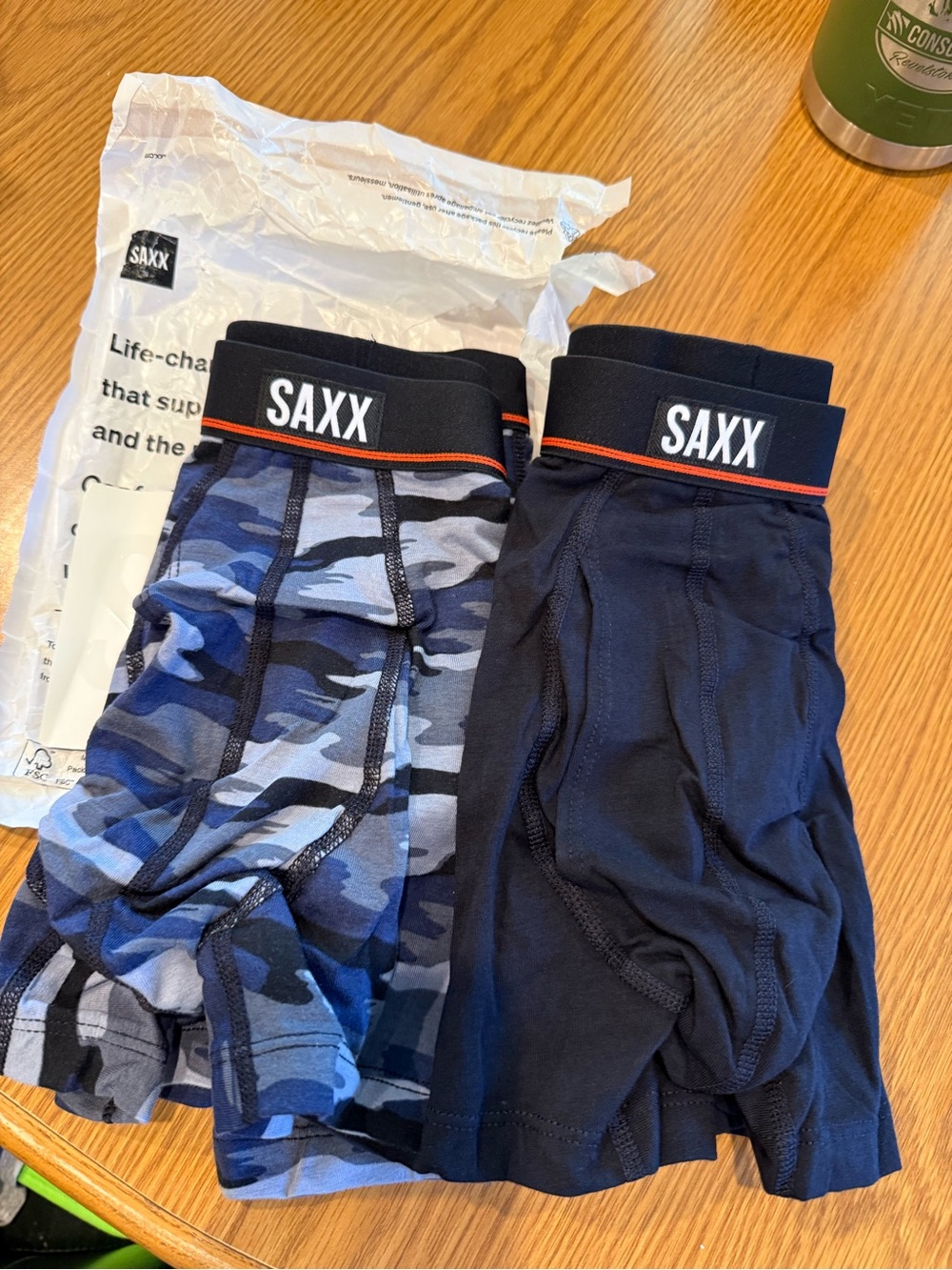 Saxx Men's Boxer Briefs - Blue Camo & Black 3”